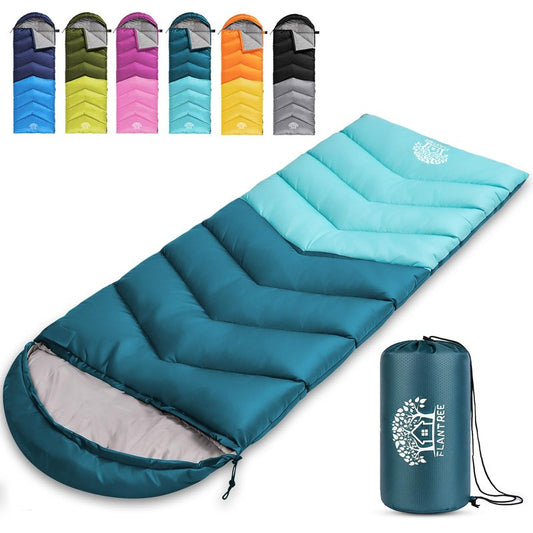 Flantree Sleeping Bags for Adults & Kids for Camping Hiking Trips Warm Cool Weather, Lightweight and Waterproof with Compression Bag, 3-4 Season Indoors Outdoors Activities