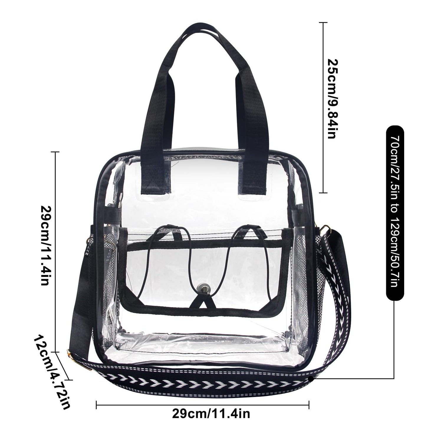 ArtCentury Clear Tote Bag for Stadium Events 12x6x12, Large Clear Tote Bag for Women for Sporting Event Concert Festival Stadium Game