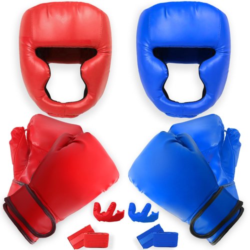 JLXMAXLJ 14 Pcs Boxing Set Boxing Equipment Set for Beginners Including 2 Pair of 6 oz Boxing Gloves Headgear Helmet Hand Wraps Mouth Guards Gifts for Adults Youth Beginners Training Equipment