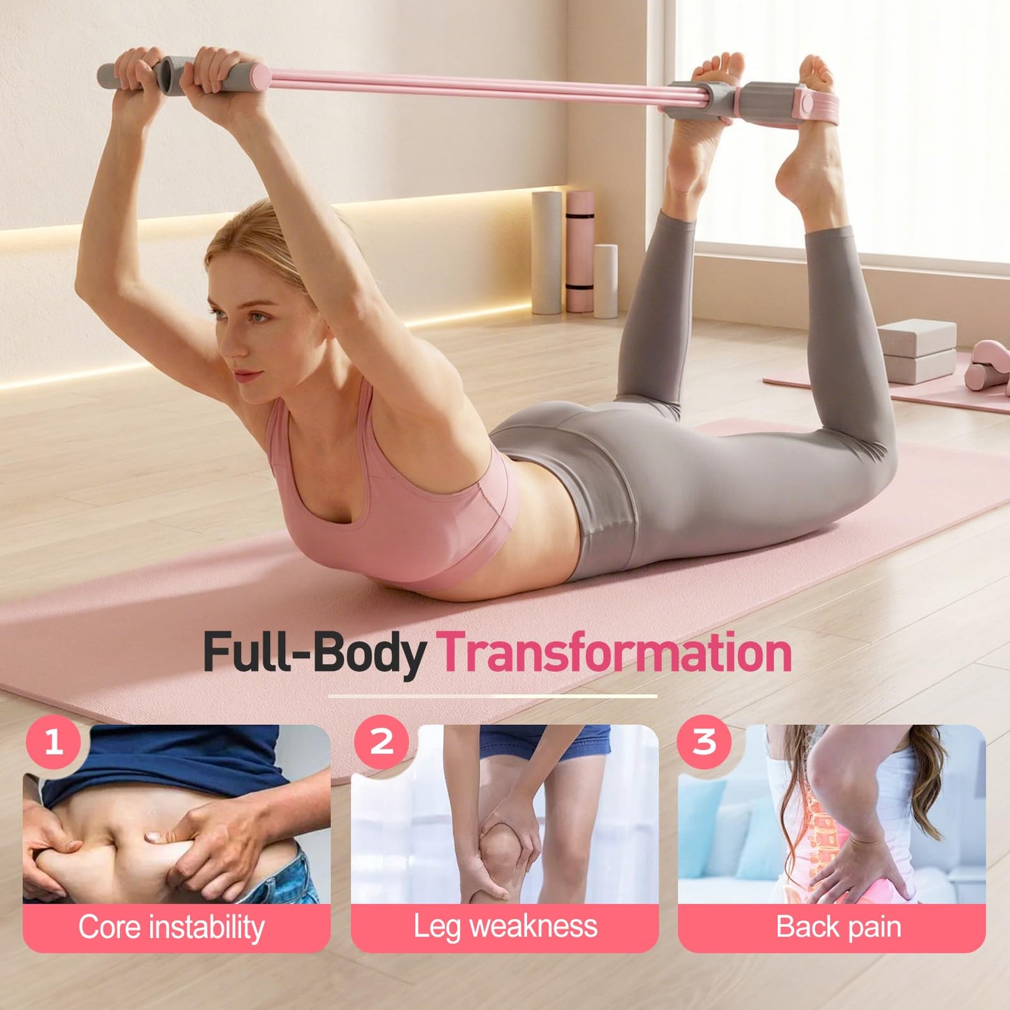 Pedal Resistance Bands with Handles, 2026 Upgrade Multifunction Tension Rope, 6-Tube Elastic Yoga Pedal Puller Resistance Band, Natural Rubber Foot Pedal Bands for Abdomen, Waist, Arm, Leg (Green)