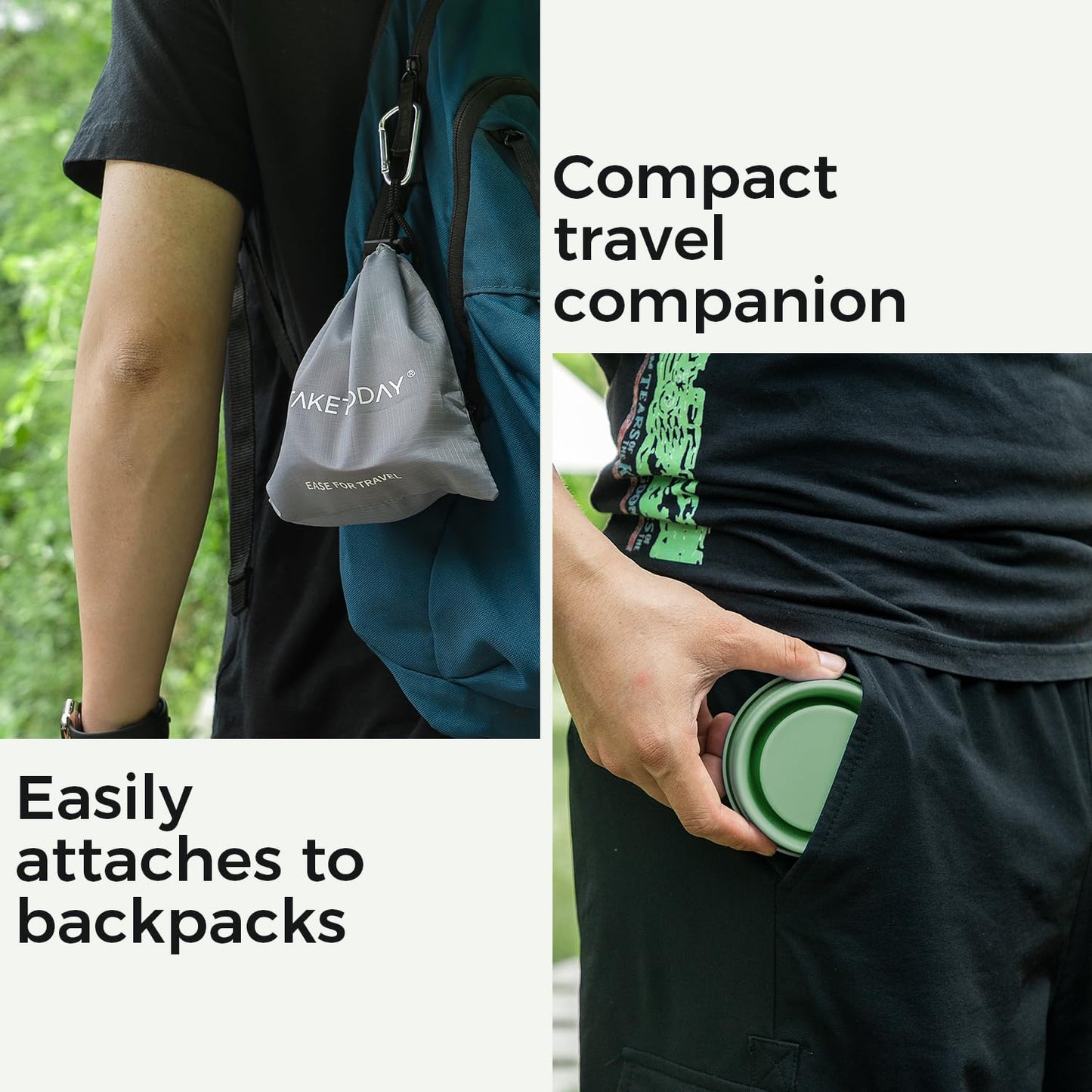 TakeToday Collapsible Travel Cup 8 Oz, Silicone Foldable Water Cup, BPA-Free with Lid & Waterproof Bag - Drinking Cup Set for Camping, Outdoors & International Travel, Navy