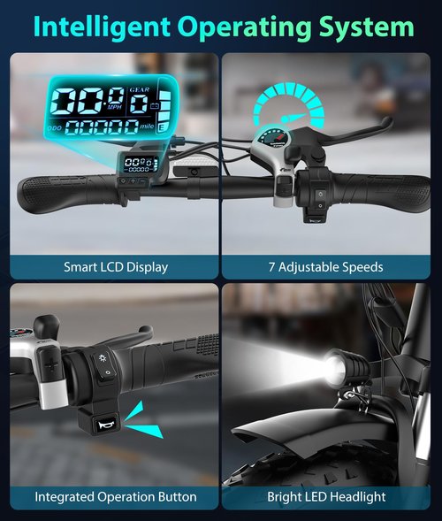 OTD Electric Bike for Adults with 800W Brushless Motor, 40Miles Commuting Electric Bike with 624Wh Removable Battery, 7-Speed, 20" Fat Tires and Front Fork Suspension,with Password Lock