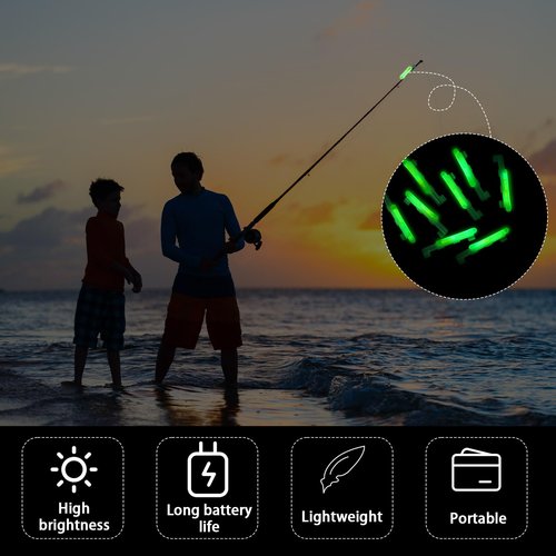 Soulchen 350 Pcs Clip on Fishing Glow Sticks Bulk for Rod Tips 1.5 Inch Mini Glow in The Dark Stick for Fishing Poles Green Small Fishing Glow Rods for Night Fishing