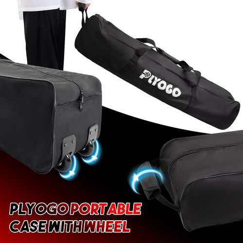 PLYOGO Volleyball Training Equipment, Adjustable Volleyball Practice Net Station | Great for Hitting and Serving Drills, Folding One-Piece Base | Easy Assembly & Portable Carry Bag with Wheel