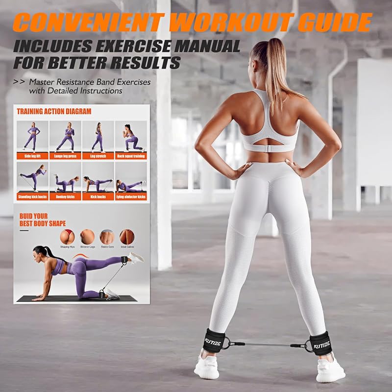 Ankle Resistance Bands with Straps for Women - 3-Level 10/20/30 lb, Dark Gray (Variation: 1-Dark Gray)