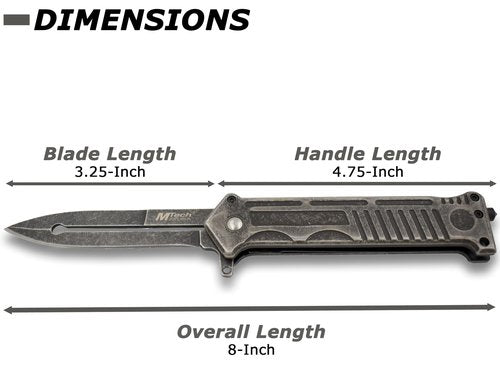 MTECH USA MT-A840P Spring Assisted Joker Knife, 4.75-Inch Closed,Stonewash