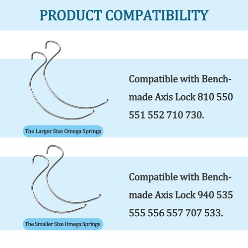 4-Packs Omega Springs Replacement for Benchmade Axis Lock Knives – Compatible with 940 535 555 556 557 707 533, Griptillian, Mini, Adamas, 810 550 551 552 710 730, Stainless Steel 304, 2 Sizes Included