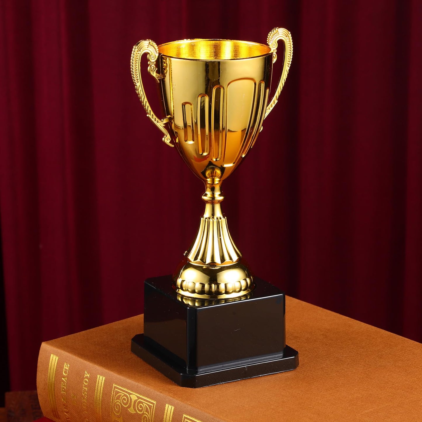 Totority Mini Gold Trophy with Black Square Base 7.5 Inch Award Cup for Classroom Rewards Party Prizes and Sports Recognition