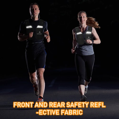 Running Vest for Men Women, Adjustable Chest Straps with Reflective Strips , Lightweight and Breathable Hydration Vest with Multiple Pockets for Phones and Water Bottles