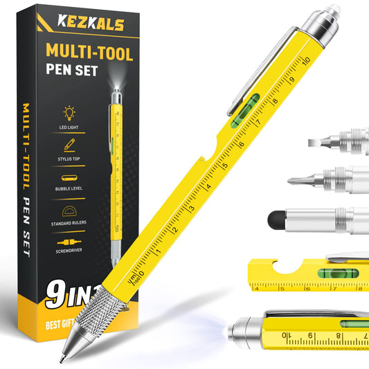 KEZKALS Gifts for Men, 9 in 1 Multitool Pen, Birthday Gifts for Men, Mens Gifts for Dad Him Husband, Anniversary Graduation Teacher Gifts for Mens Who Have Everything, Cool Gadgets Tools
