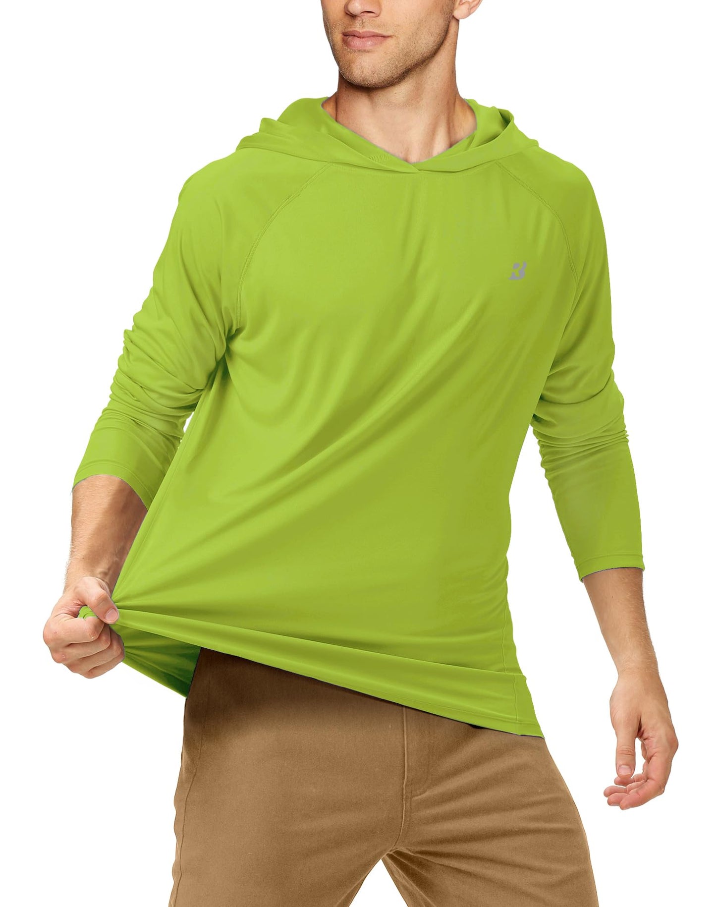 Roadbox Men's UPF 50+ Sun Protection Long Sleeve Hoodie Shirt Outdoor UV Fishing Shirts for Workout, Running, Fishing, Hiking