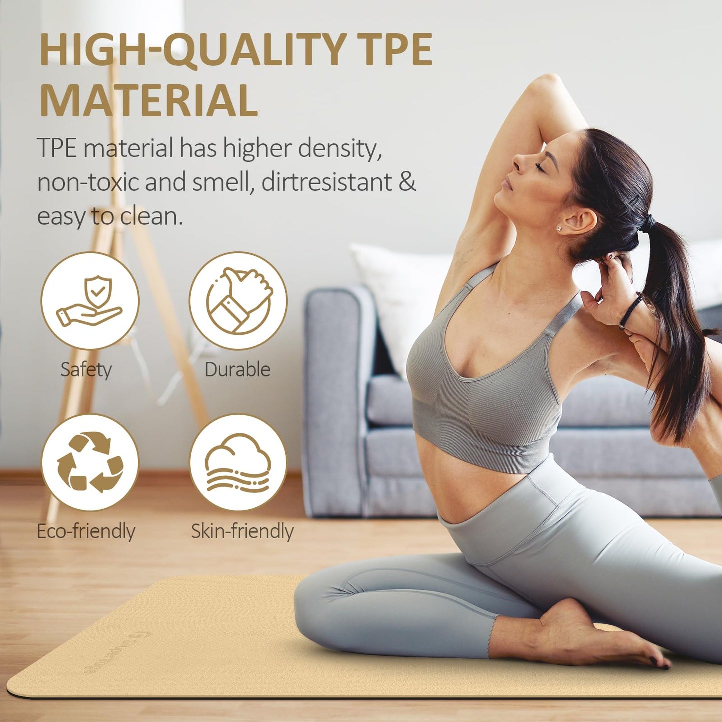 Yoga Mat Non Slip, 72"L x 24"W x 0.24"/0.32"TH, Anti-Tear Exercise Mat with Carrying Strap and Bag, Pro TPE Yoga Mats for Women, Workout Mats for Home, Pilates and Floor Exercises (Black / Matcha Green, 0.32*24*72 Inches)