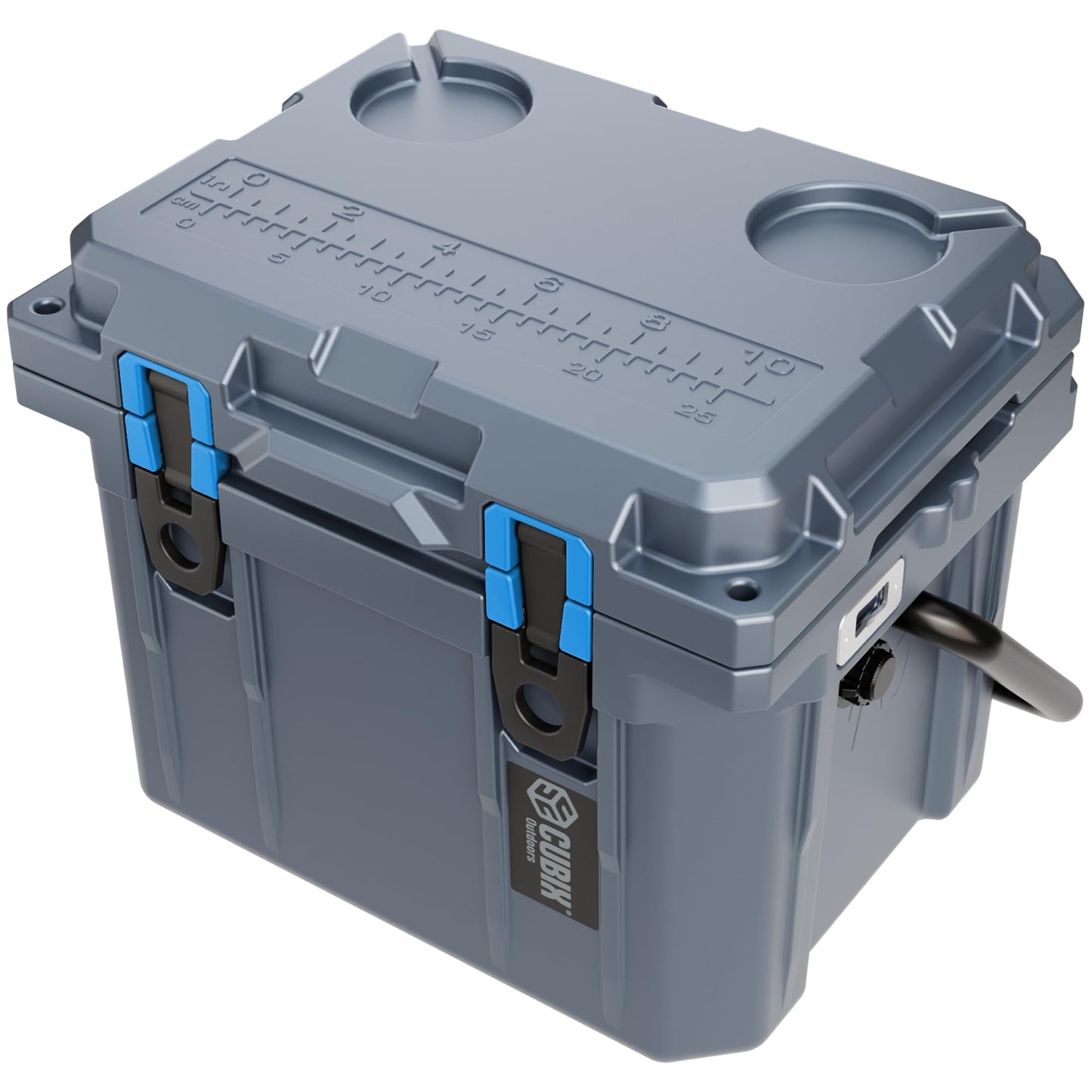 Cubix Outdoors, QuadraX 10QT Rotomolded Personal Small Cooler, Insulated Portable Hard Cooler Ice Chest, Holds Ice for 72 Hours for Outdoor Activities, 2 Built-in Cup Holders, Granite Grey