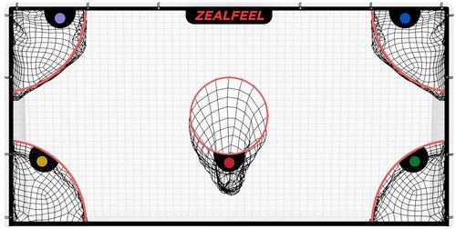 ZEALFEEL Soccer Target Net, 12x6ft Goal Net with 5 Scoring Zones for Practice Shooting & Goal Shots, Anti-Tear Mesh, 3 Steel Rods, Removable Stick-On Markers, Portable Football Training Equipment