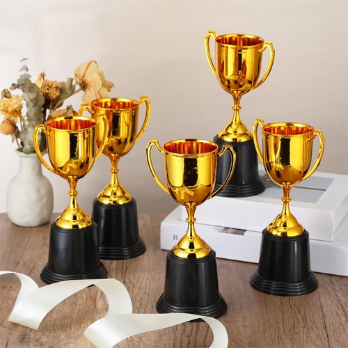 Ecation 9 Inch Gold Trophy Award Gold Award Cup Employee Coworker Appreciation Gifts Golden Plastic Trophy for Thank You Teacher Nurse Volunteer Men Women Rewards Party(3 Pcs)