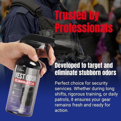 Calvana (2-Pack) 16.9 fl.oz Vest Odor Eliminator Spray, Vest Deodorizer for Security Services & Tactical Equipment, Residue-Free, Safe for All Fabrics, All-Day Freshness