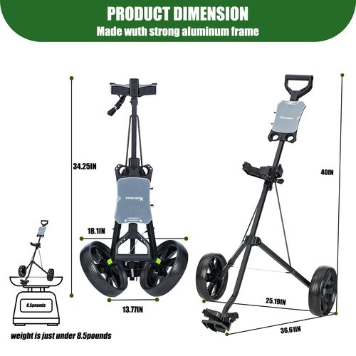 XDriveMax GC01 Golf Pull Push Cart 2 Wheel,Lightweight Folding Golf Walking Pull Carts