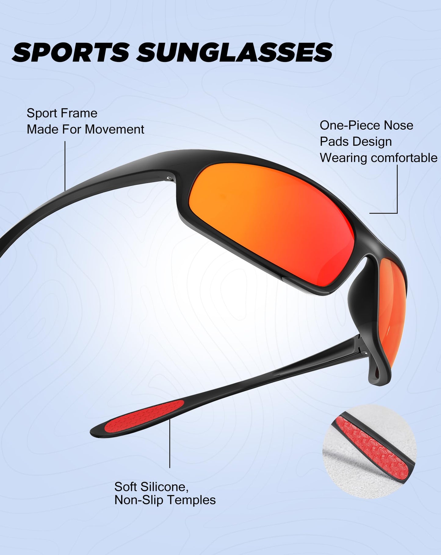 KALIYADI Mens-Sunglasses Polarized Sunglasses-Men Sports: Sport Sun Glasses for Running Cycling Fishing with UV Protection