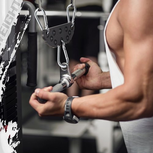 Lasnten 2 Pack Multi-Grip LAT Pull Down Bar for Home Gym Fitness, Spreader Plate LAT Pulldown Attachments for Pulley System Cable Machine, Double to Single Cable Attachment Exercise Handle