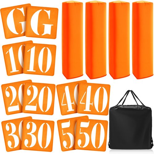 Libima 16 Pcs Football Yard Marker Set Include 11 Football Field Yard Line Marker High Visibility 4 Weighted Ball End Zone Pylons with Carrying Bag for Training Sporting Equipment(Orange)