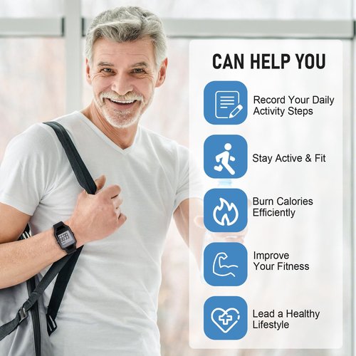 Pedometer for Walking, Simple 3D Step Counter for Walking with Steps and Time Modes for Men Women Adults Seniors, Black