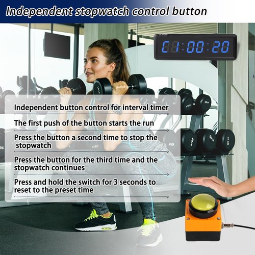 BS-MIAOBO Independent Button Type 1.5-inch Fitness Room Rest Timer, Suitable for Gym Exercise/School/Home Exercise/Boxing Gym/Indoor Rock Climbing (1.5 inch 6-Digit Blue)