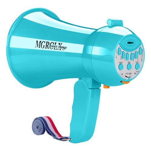 MGROLX Mini Megaphone Bullhorn with Voice Changer Function | Built-in Siren & Record | Portable Speaker for Kids, Adults, Cheerleading and Party（Teal）