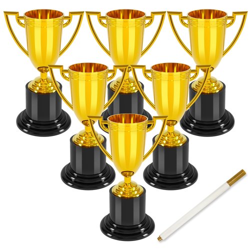 COJOSQC 4 inch mini Trophies, 6PCS Trophies for Kindergarten Graduation, Bowling tournaments, Basketball Games, Kids Soccer Awards, Must Have Football Party Favors, Plastic Trophy.
