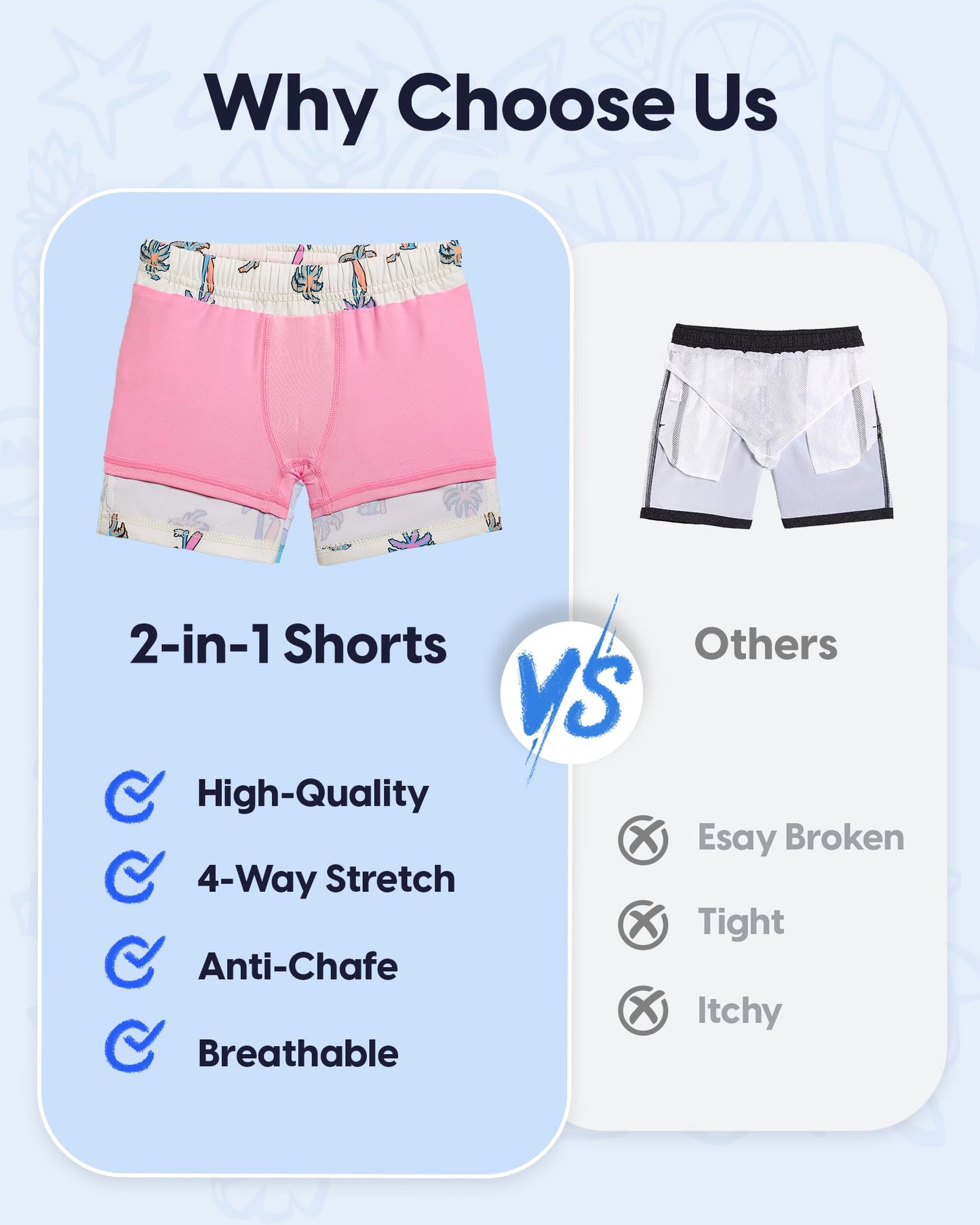 maamgic Boys Swim Trunks with Compression Liner Quick Dry Swim Shorts Anti-Chafe Boy Bathing Suit with Boxer Brief Toddler Swimsuit Coconut White 10/12
