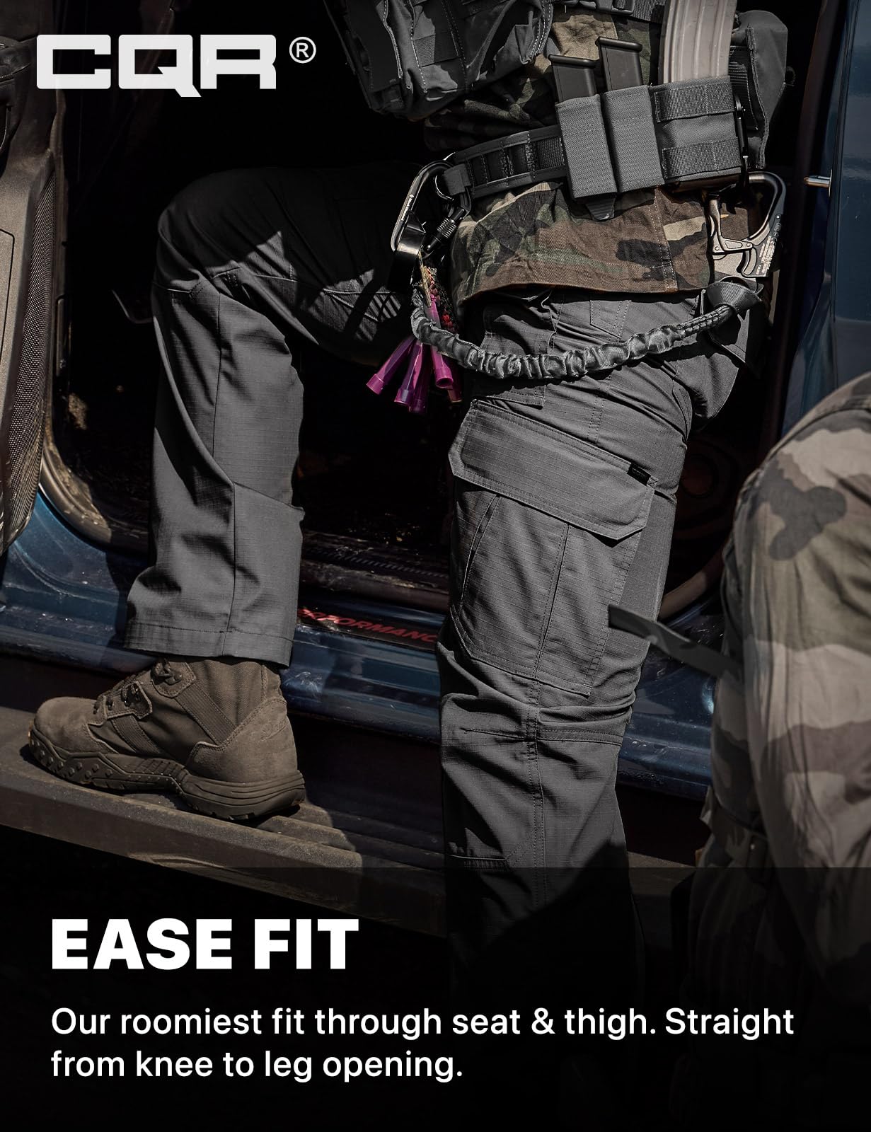 CQR Men's Tactical Pants, Water Resistant Ripstop Cargo Pants, Lightweight EDC Work Hiking Pants, Outdoor Apparel, Duratex Mag Pocket Charcoal, 38W x 30L