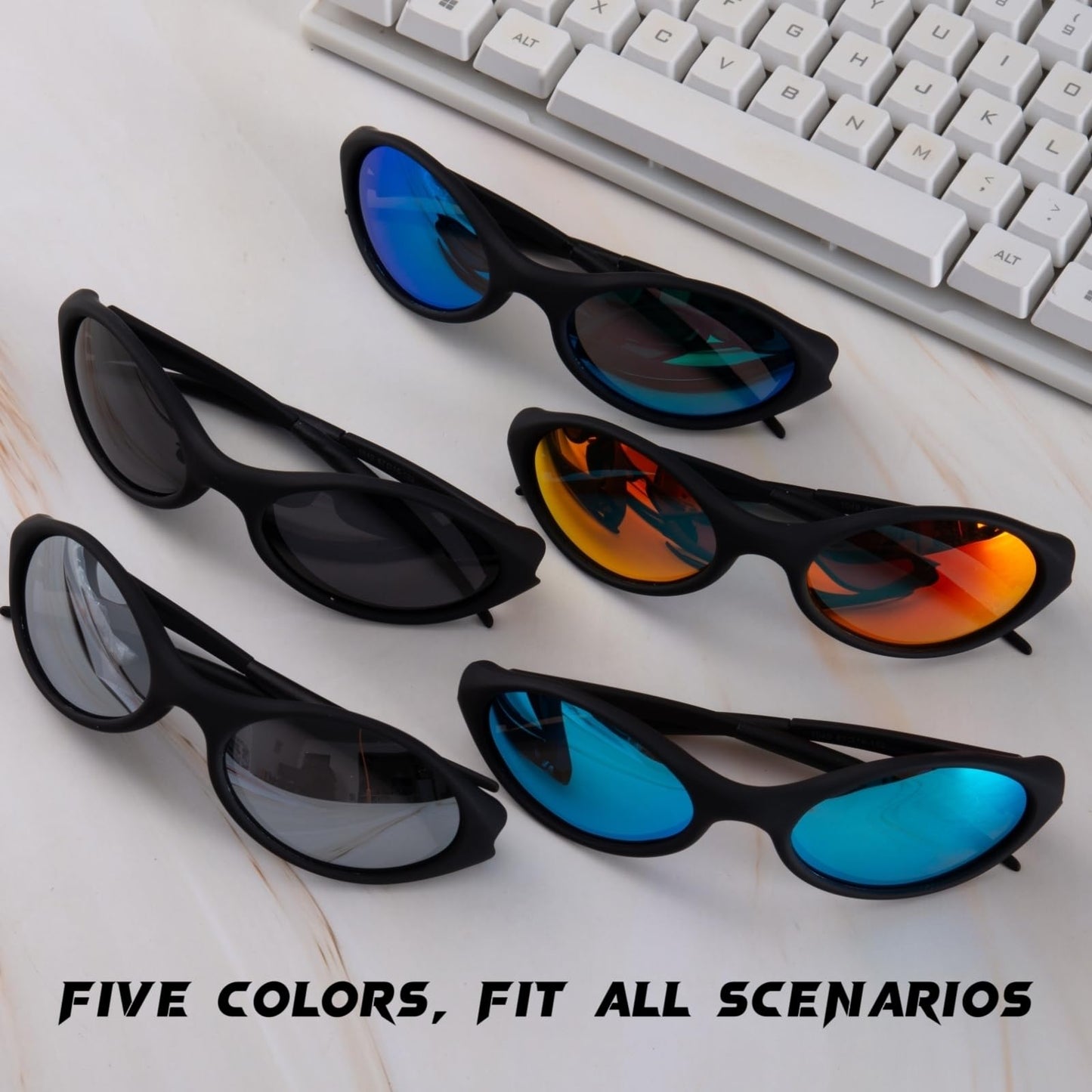 ICARA 3 Pack Sport Polarized Sunglasses for Men and Women All Day Comfort UV400 Protection for Cycling Fishing Driving (3 Pack-Black/Silver/Orange)