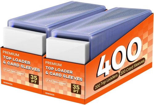 400 Card Sleeves Top Loaders for Cards, 3" x 4" Hard Plastic Toploaders, Baseball Card Protectors, Trading Card Holder for Football Sports Cards (200 Toploaders + 200 Penny Sleeves)