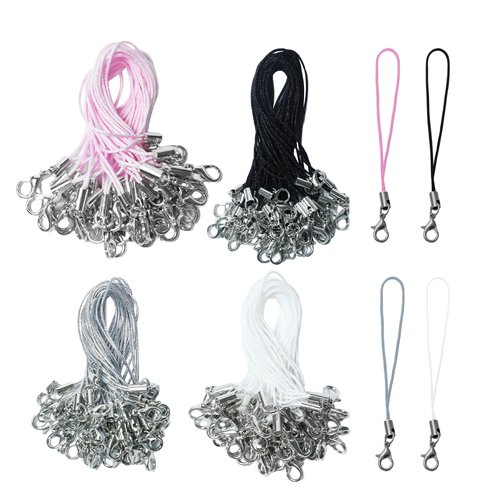Gallipower 120 Pcs Phone Charm Straps,Small Lanyard,Cell Phone Straps Charm,Phones Charms Kit With Lobster Clasp,Keychain String,Keychain-Straps,DIY Jewelry Mobile Accessories
