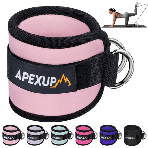 APEXUP Ankle Strap for Cable Machine, Ankle Resistance Bands, Cable Kick Back Straps for Gym, Glute Workouts, Leg Extensions, Adjustable Straps with Neoprene Padding (Single, Pastel Pink)