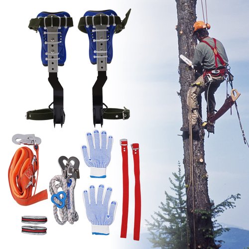 NeNchengLi Tree Climbing Spikes for Tree Work Adjustable Tree Climbing Gear Set, Arborist Tree Climbing Equipment with Belt for Climbing Tree Picking Fruit Outdoor Jungle Survival Sport (Dark blue)