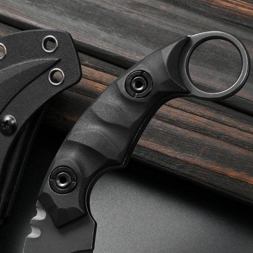 Gtkii GTK691 Fixed Blade Knife D2 Steel Blade Nylon Fiberglass Handle with Kydex Sheath for Outdoor Camping Hunting Hiking Survival EDC Tool(Black)
