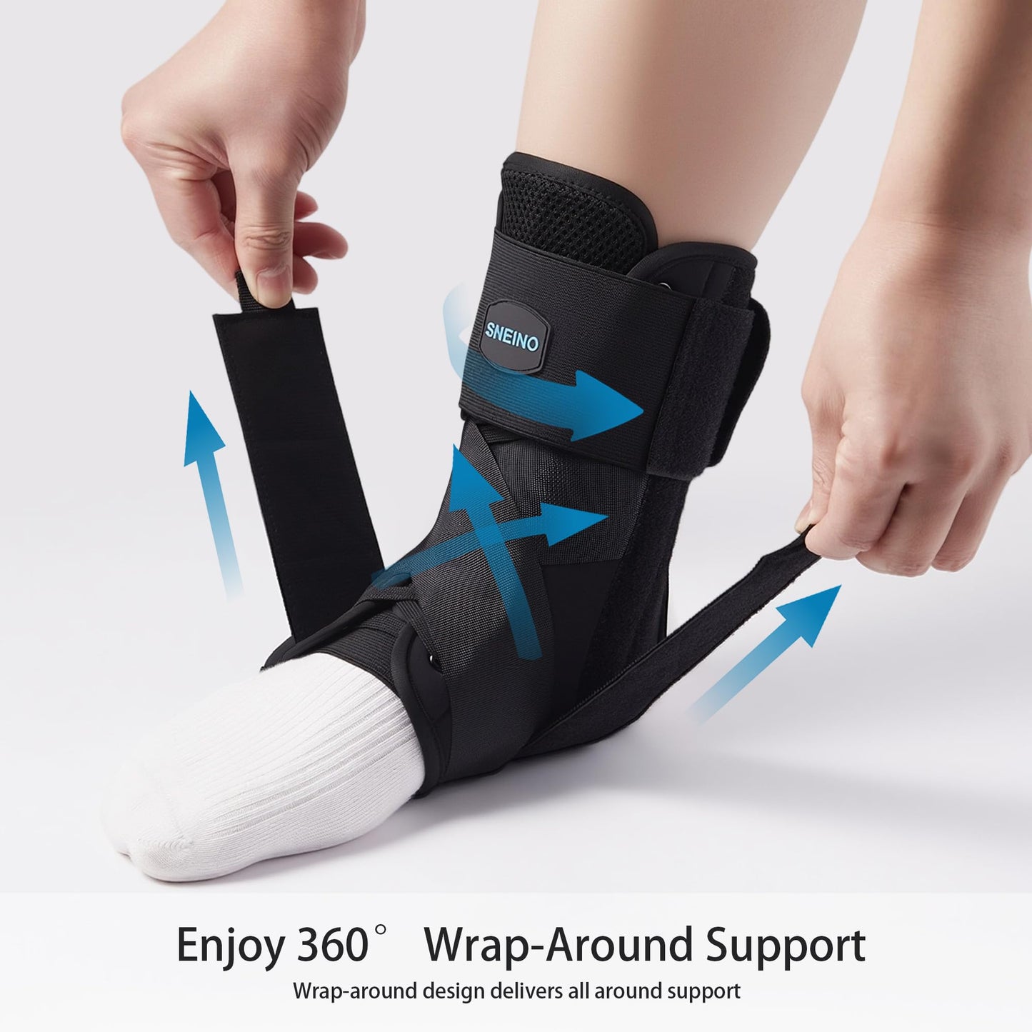 SNEINO Ankle Brace Lace Up for Women & Men Side Stabilizers for Sprains, L