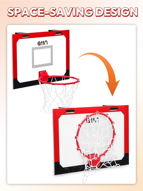 A11N Sports Mini Indoor Basketball Hoop Set, Over The Door Basketball Game Set with Foldable Rim, 3 Balls & Pump, Ideal for Bedroom, Office, Dorm, or Gifts