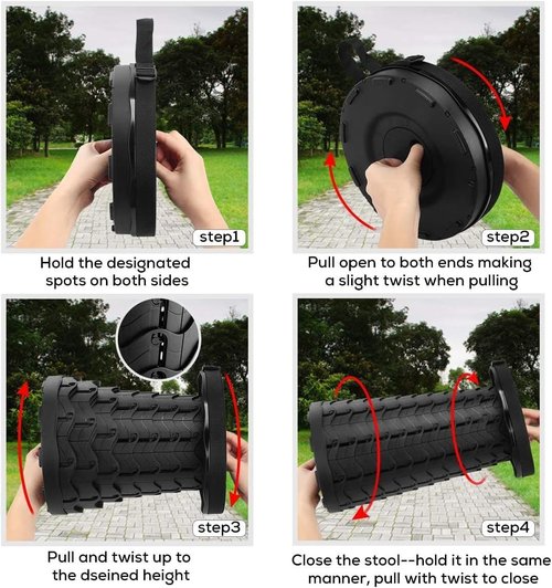 Fishboy Upgraded Collapsible Stool, 400lbs Max Weight, Lightweight But Sturdy, Portable Retractable Folding Telescoping Foldable Camping Stool for Adults Outdoor Fishing Hiking Travel BBQ