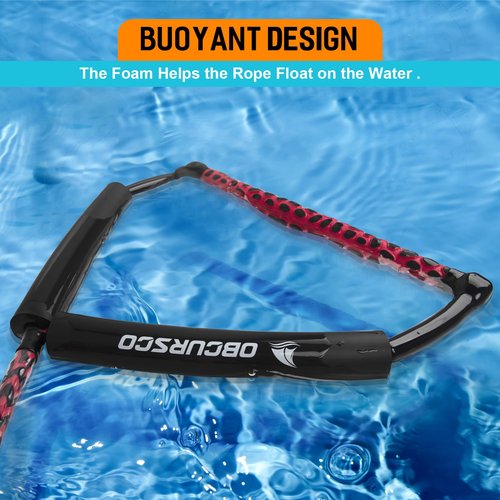 Obcursco Wakeboard Rope, 70FT Water Ski Ropes with EVA Handle. Ideal for Water Skiing, Wakeboard, Kneeboard (70FT, Red & Black)