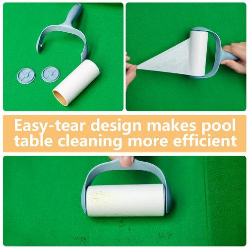Go2trymo Pool Table & Rail Brush 5 Set, Billiard Felt Cleaner Accessories with 2 Wooden Brushes, Cue Cleaning Cloth, Ferrule Polish Cloth & Sticky Lint Roller