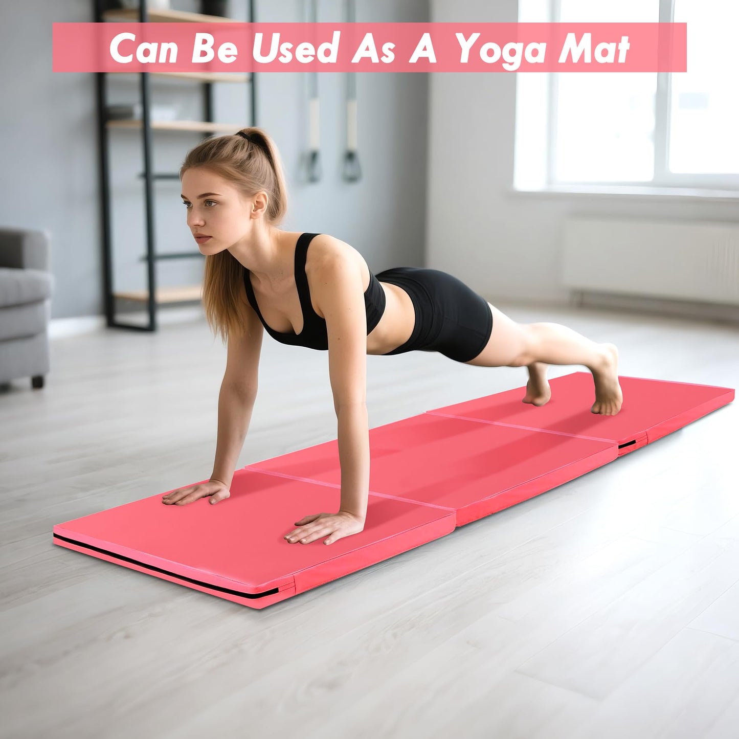 WAWINY 6ft x 2ft Folding Gymnastics Mat - 2-Inch Thick High Density Foam Yoga Mat, Non-Slip Gym Floor Mat for Home Workouts, Pilates & Stretching, Waterproof Oil-Proof Portable Exercise Mat.