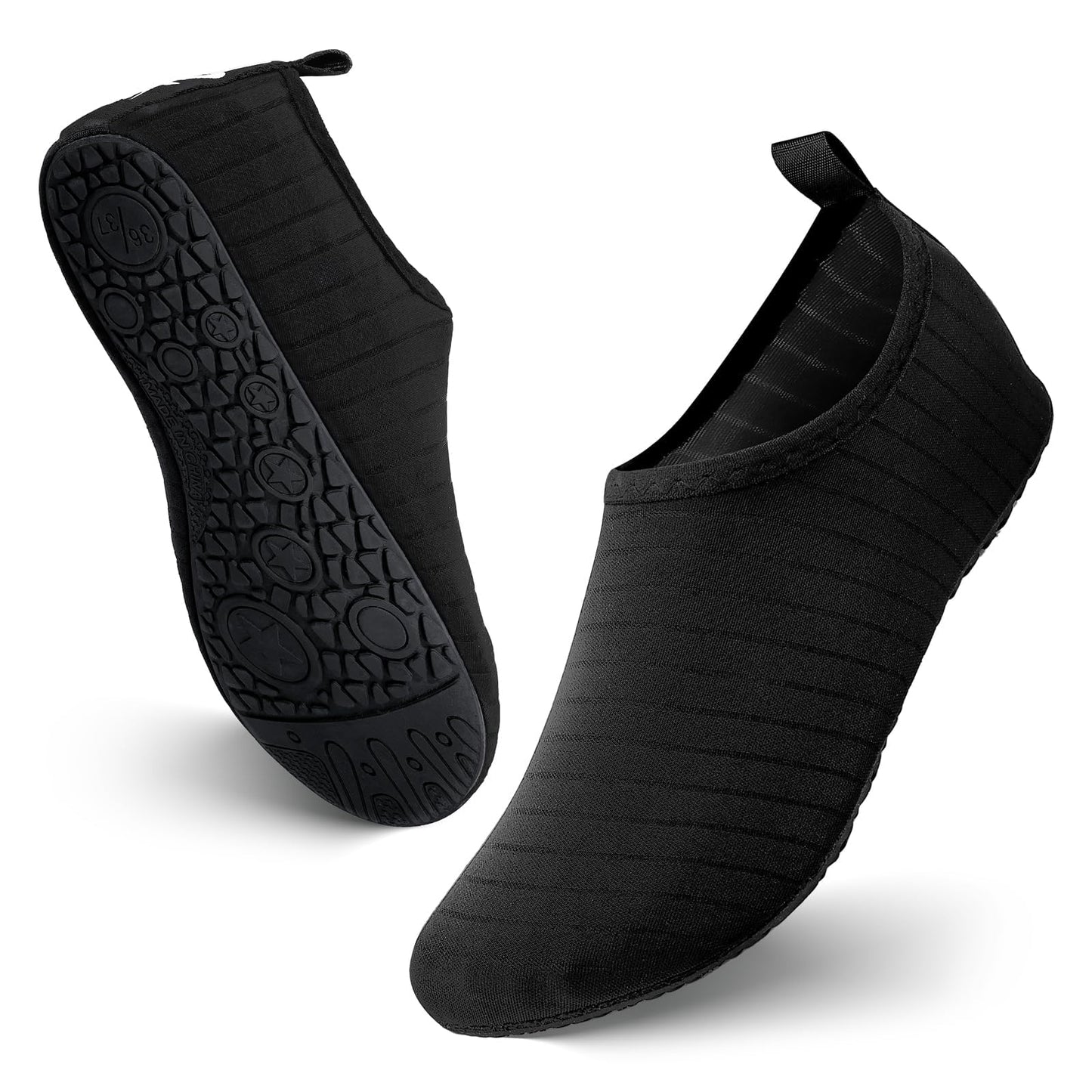1 Pair Unisex Quick-Dry Aqua Socks - Barefoot Water Shoes with Anti-Slip Sole for Beach/Yoga/Surfing, Lightweight Swim Shoes (Reef/Boating/Pool Use)