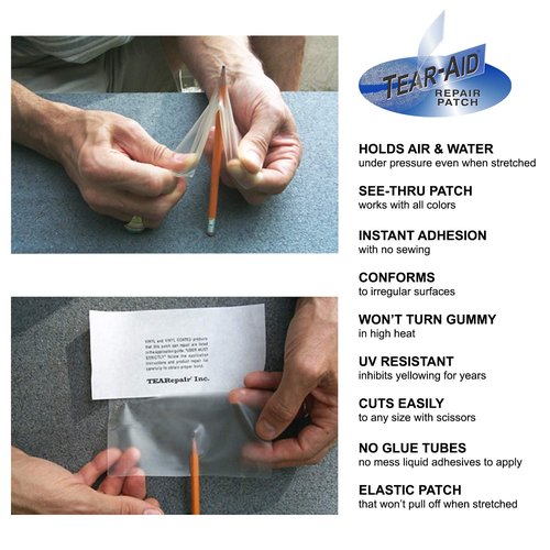 TEAR-AID Fabric Repair Kit, Type A Clear Patch for Canvas, Fiberglass, Leather, Polyester, Nylon & More, Gold Box, 2 Pack