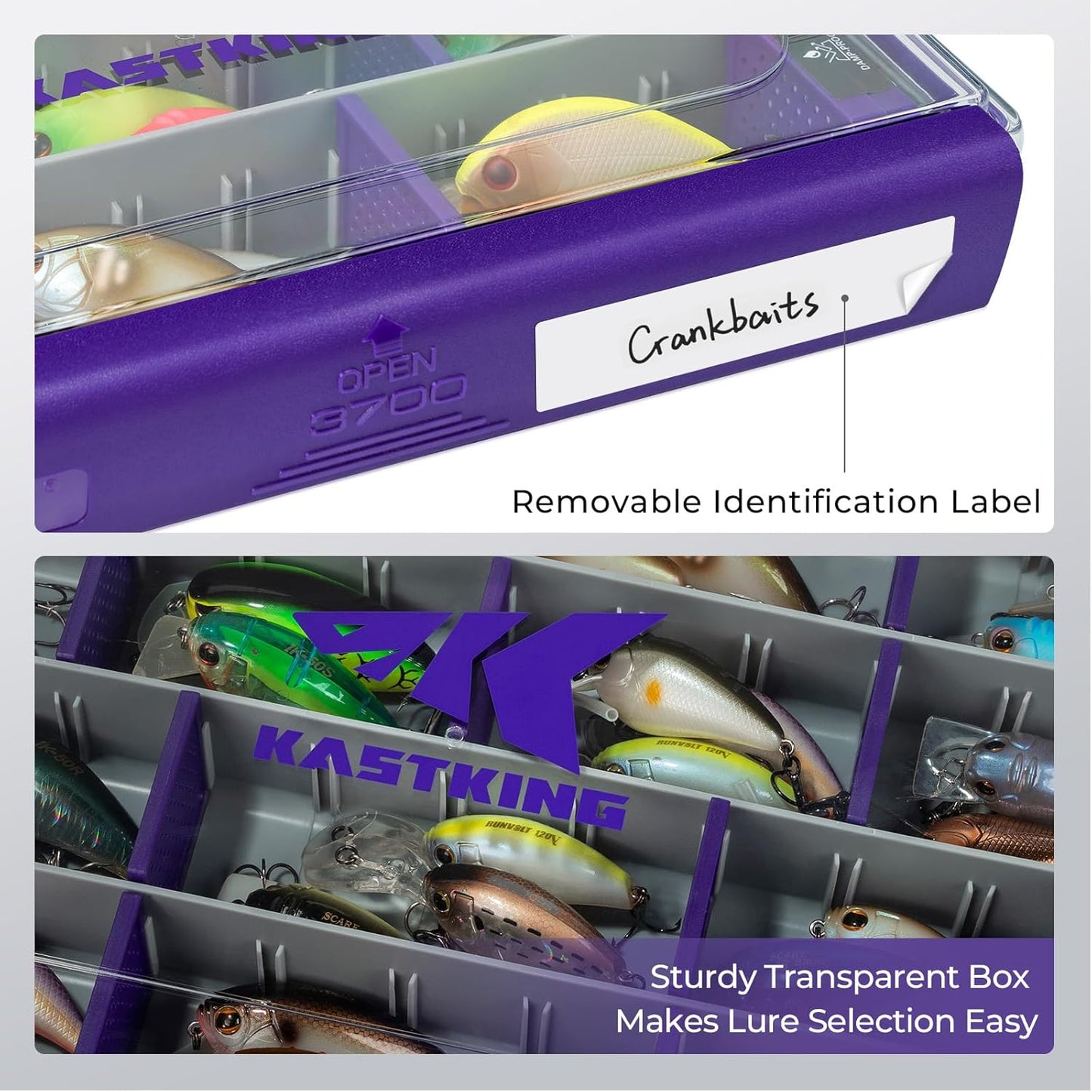 KastKing HyperSeal Waterproof Tackle Box — Royale Family Edition, Waterproof 3600 and 3700 Tackle Trays, Fishing Tackle Box Organizer with Removable Dividers