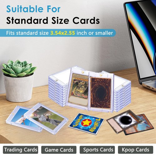 SAMYUCHO 25ct Magnetic Card Holder 35pt Magnetic Card Holders for Trading Cards Display Case Holders Protectors Sleeves Hard Plastic Cover for Sports Game Cards