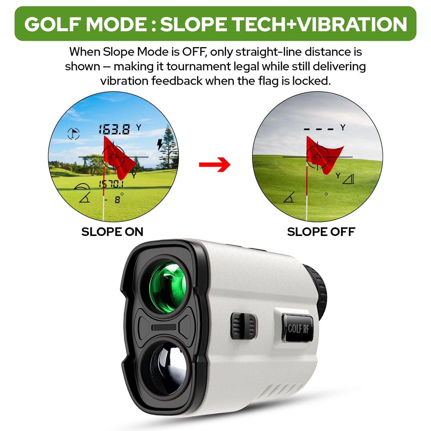 APTGRF Golf Rangefinder with Slope Switch, 800 Yards Range Finder with Flag Pole Locking Vibration, 6X Magnification and Rechargeable Battery