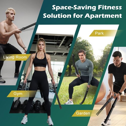 Ropeless Battle Ropes for Home Gym, Weighted Workout Cords for HIIT, Strength, and Low-Impact Cardio Training