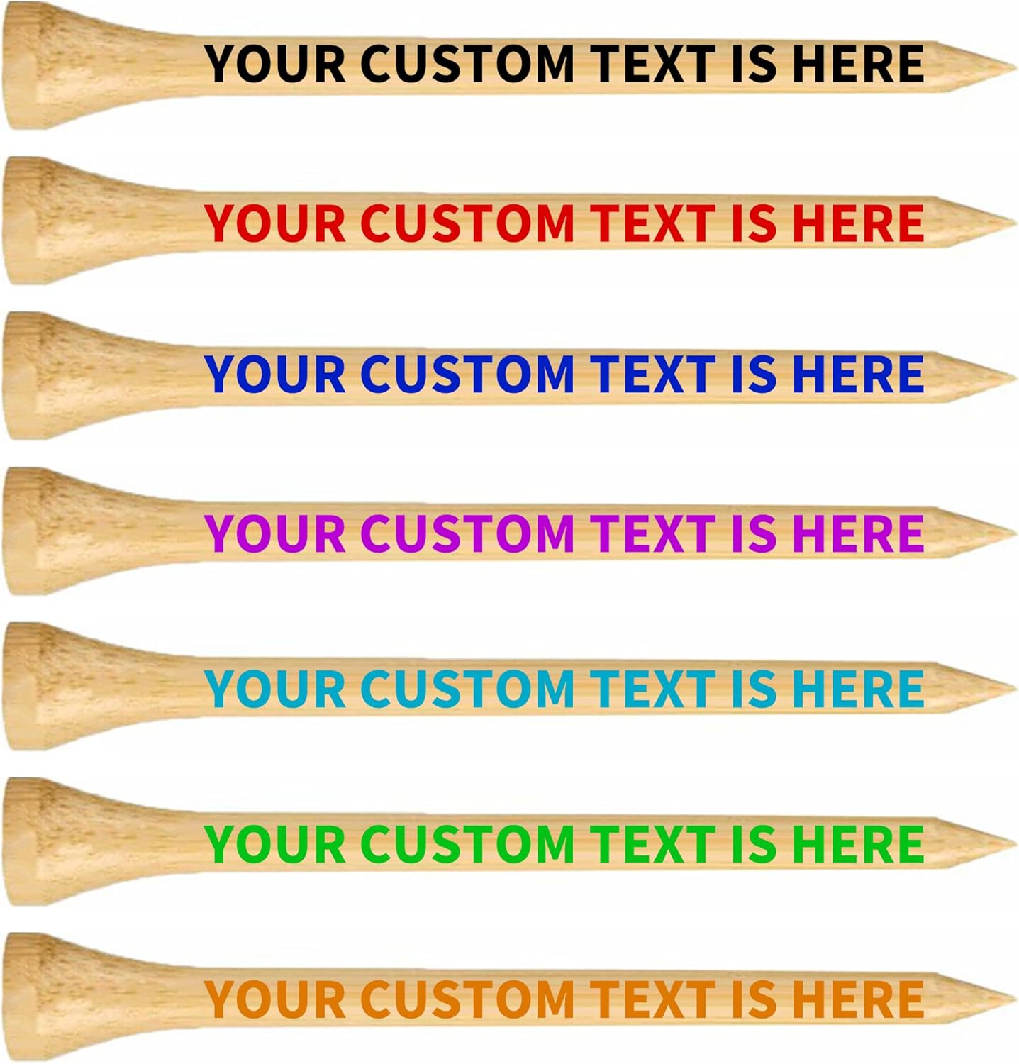 100-1000pcs Personalized Golf Tees, Printed with Your Name or Text Logo. Custom Bamboo Golf Tees, 3 1/4'' 2-3/4'' 2-1/8'', Personalized Golf Gifts