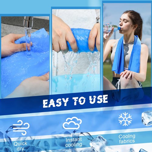 Peryiter 3 Packs PVA Cooling Towel Reusable Instant Cooling Neck Towel Breathable Soft Long Lasting Ice Sports Supplies for Running Hiking Swimming Golf (Dark Blue)